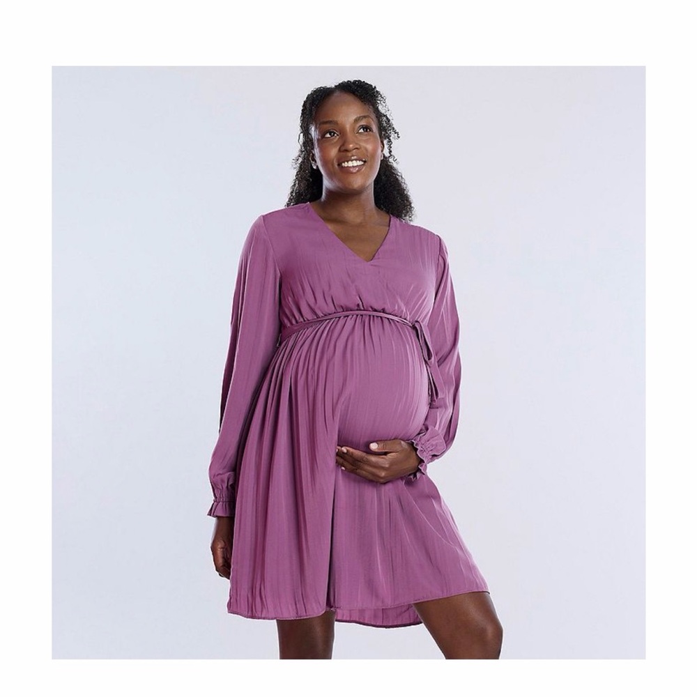 Motherhood Long Sleeve Maternity Dress in Purple